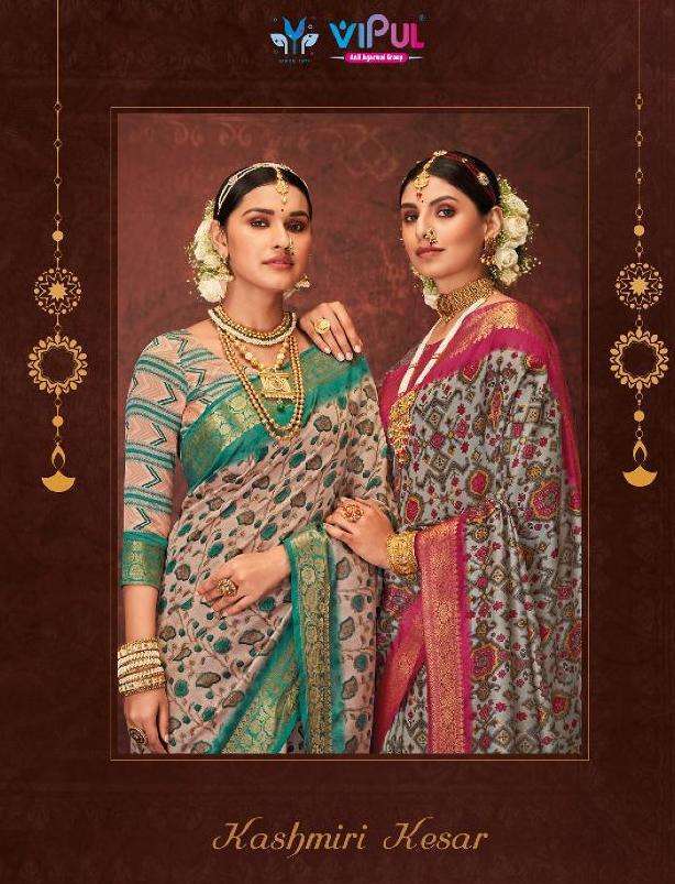Vipul fashion Kashmiri kesar Bhagalpuri silk with fancy desi...