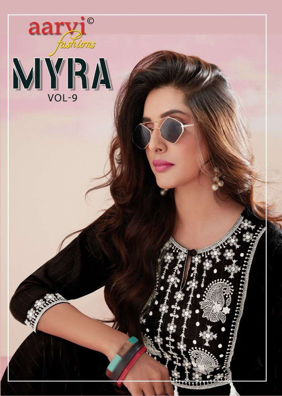 Aarvi Myra vol 9 Rayon with fancy handwork Readymade Gown St...