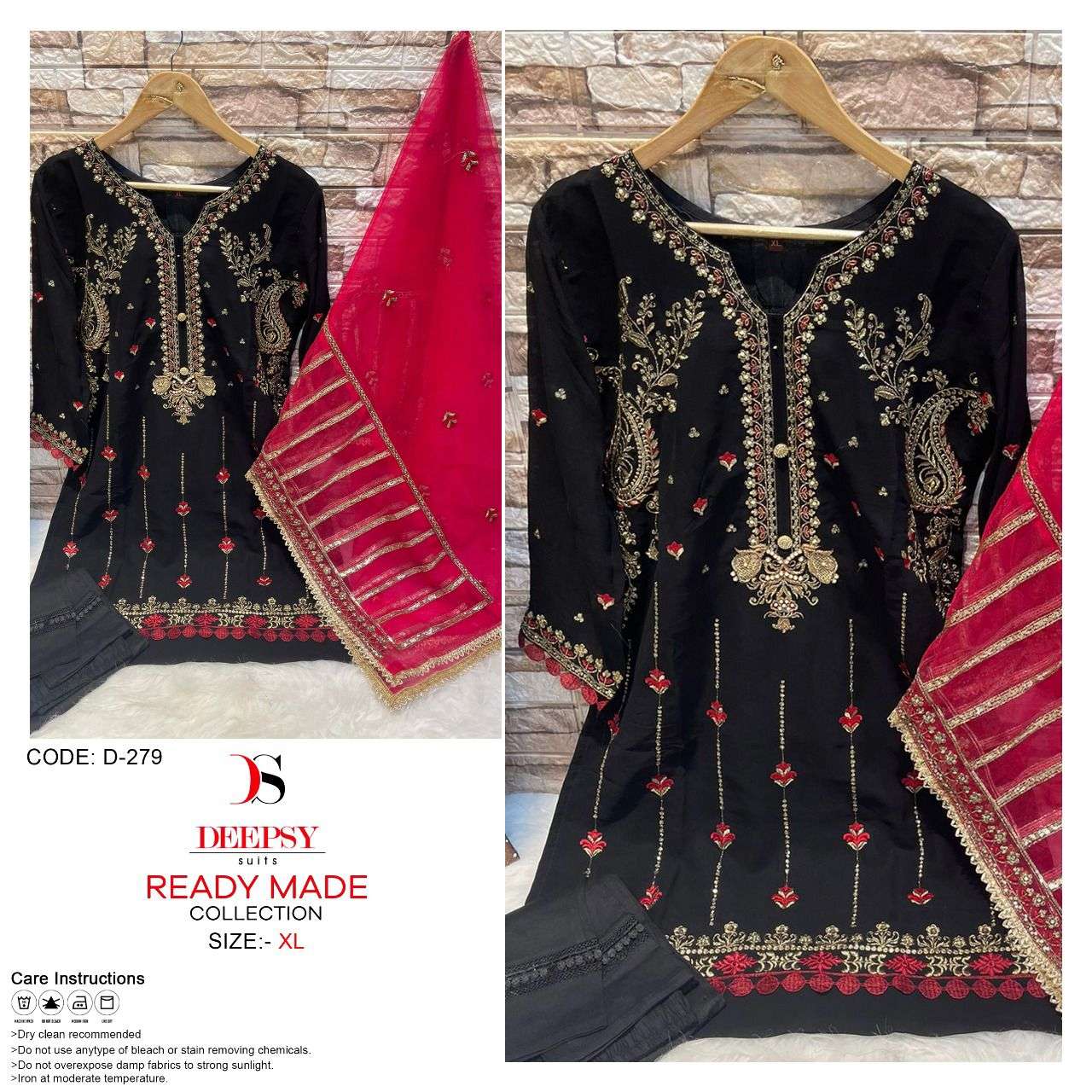 Deepsy Suits D 279 Georgette with Embroidery work Black Colo...