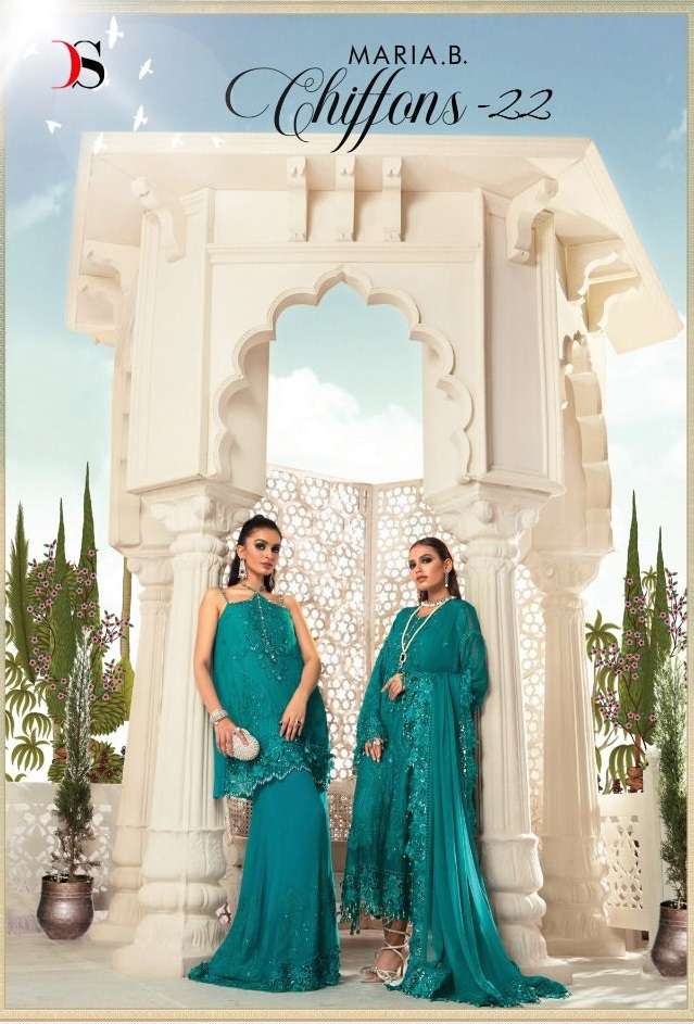 Deepsy suits Maria B Chiffon 22 Georgette with fancy Embroid...
