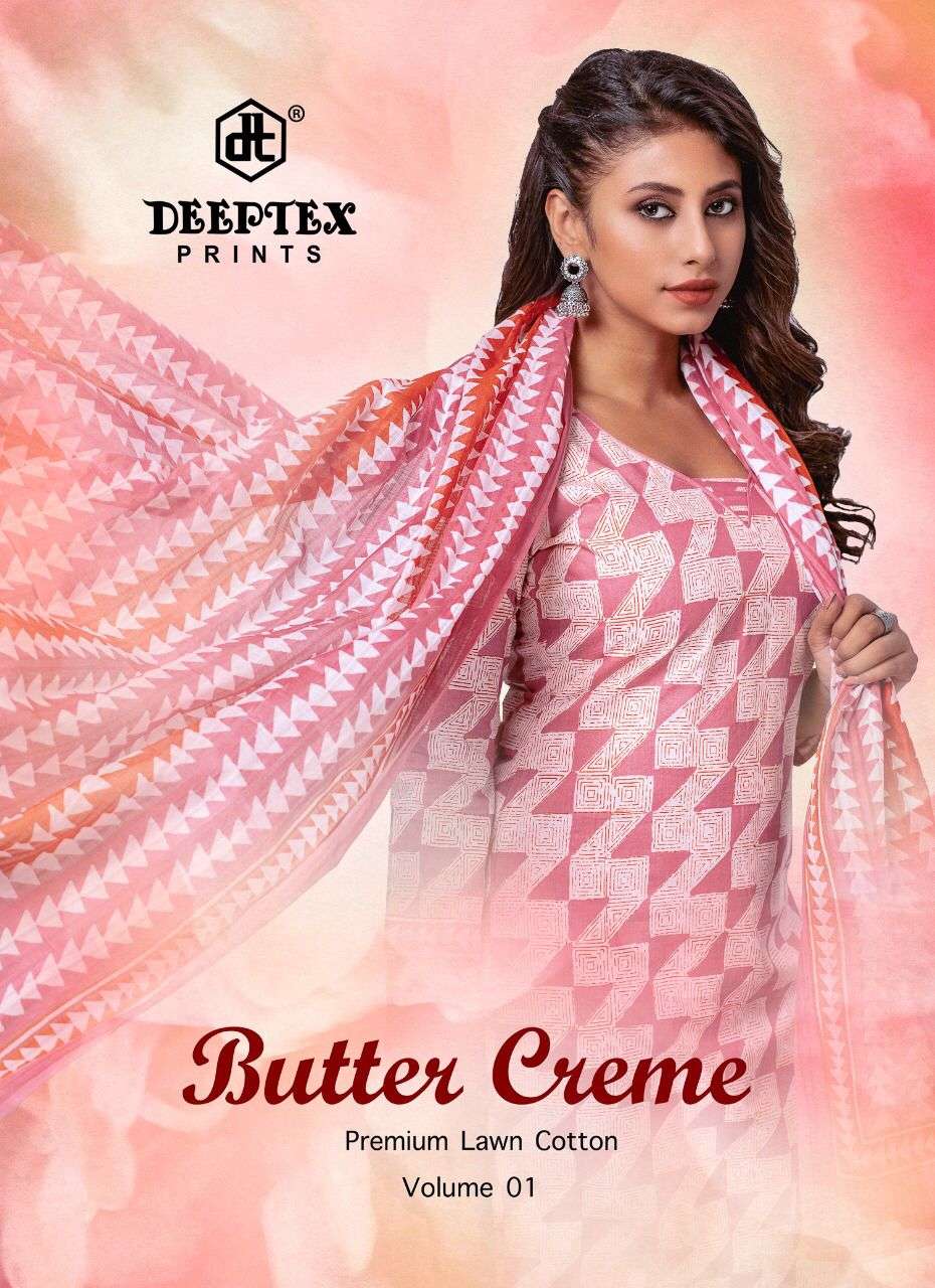 Deeptex prints Butter Creme vol 1 Lawn cotton with hand bloc...