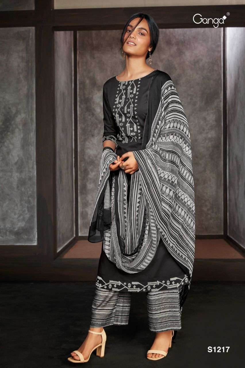 Ganga fashion Elza 1217 Pashmina Silk with fancy Festival We...