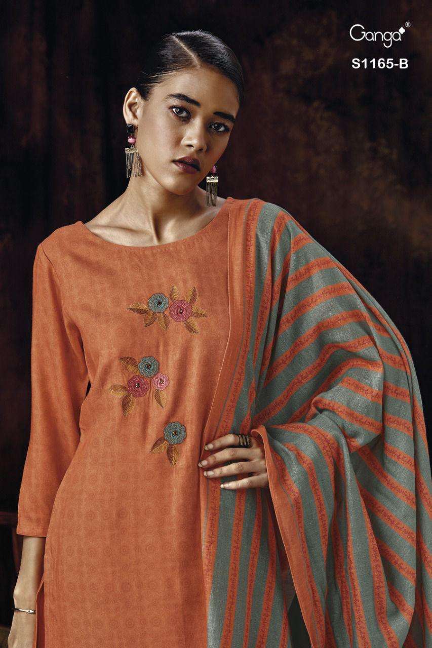 Ganga fashion Keya 1165 Wool Pashmina Silk Digital print Win...