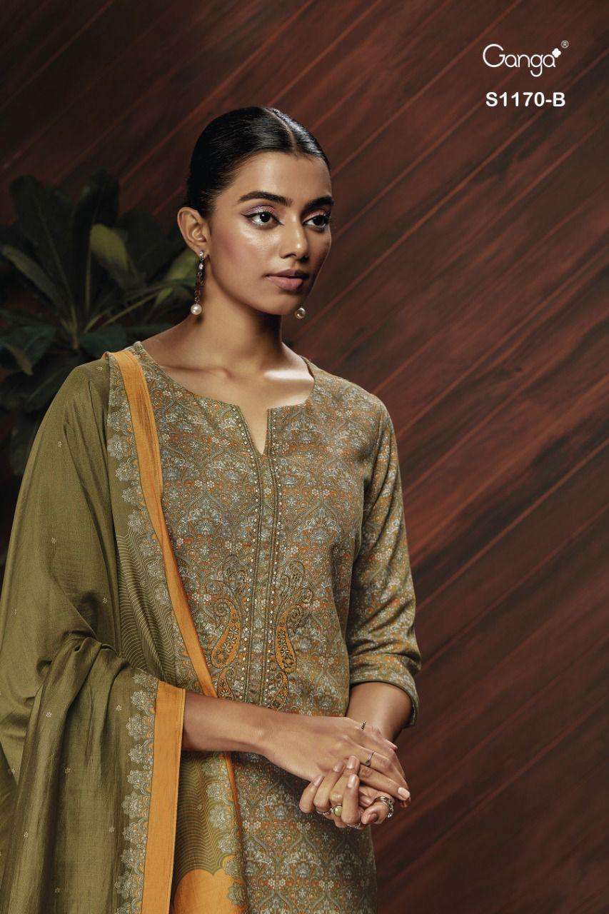 Ganga fashion Keya 1170 Pashmina silk with digital print Win...