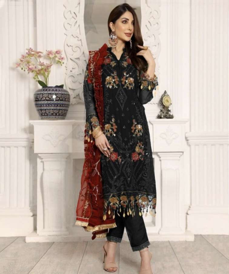 HEAVY GEORGETTE WITH EMBROIDERY LATEST PAKISTANI CONCEPT SUI...