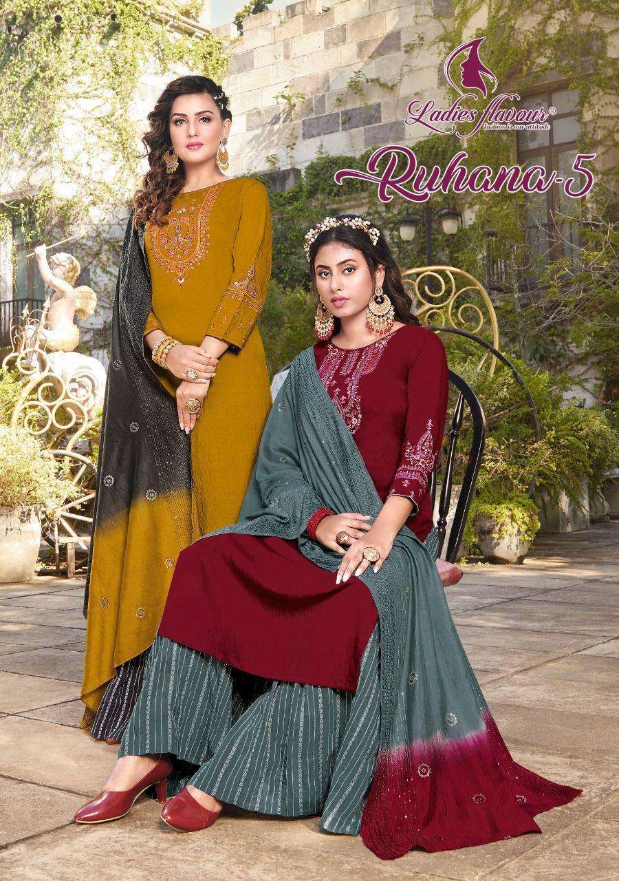 Ladies Flavour Ruhana vol 5 Viscose With Fancy Work Readyama...