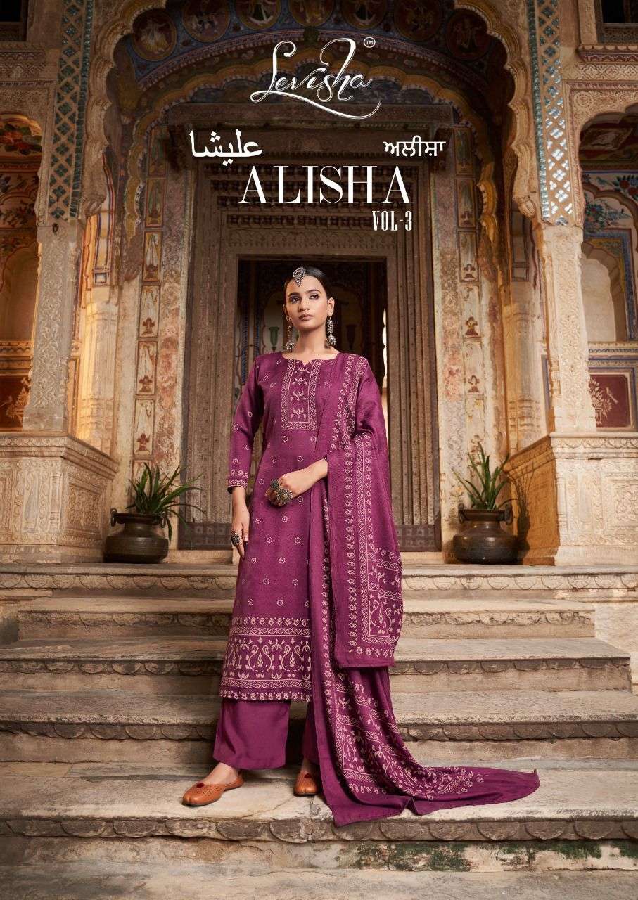 levisha Alisha vol 3 Pashmina kani print with fancy suits co...