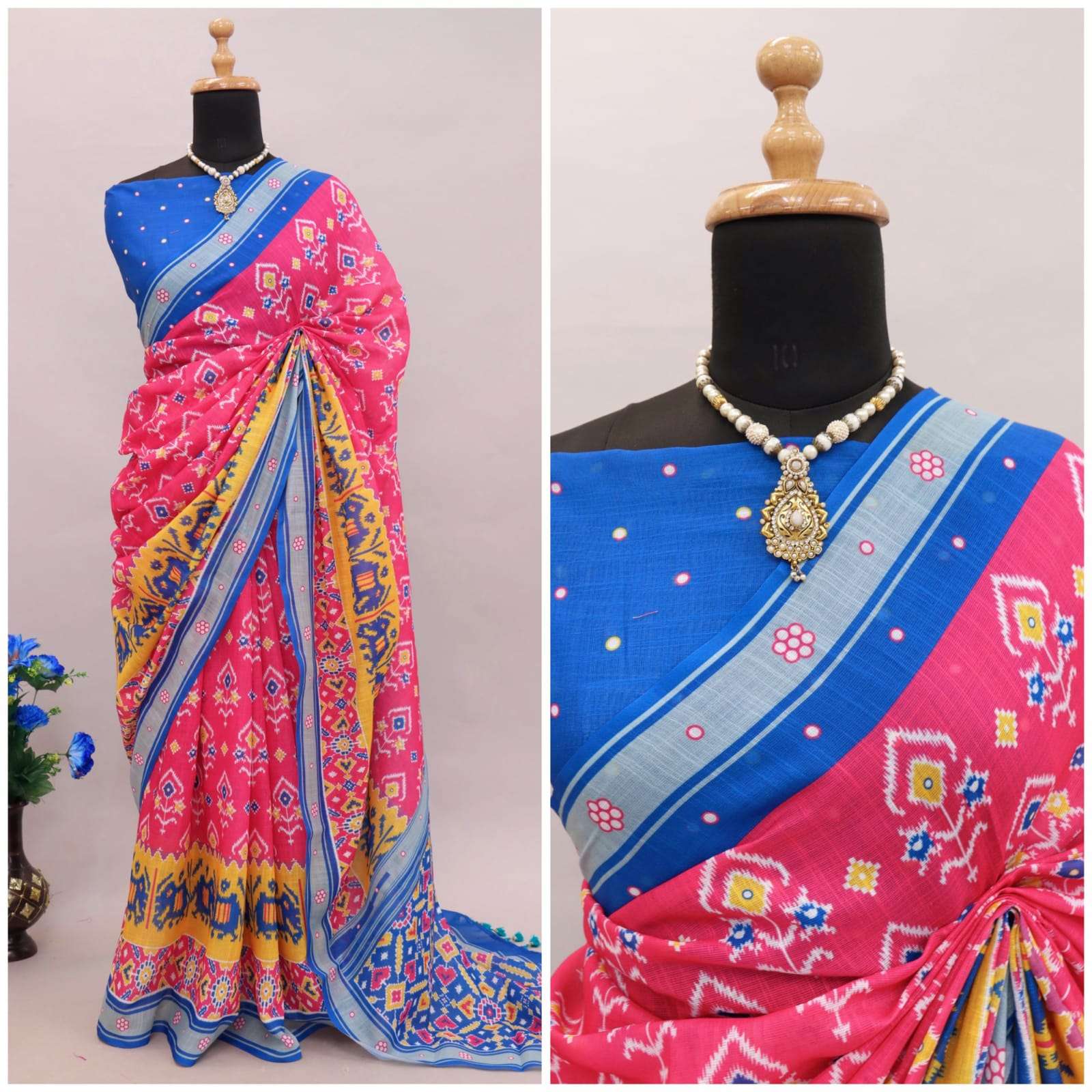 Linen With Traditional Patola Designer Saree best collection...