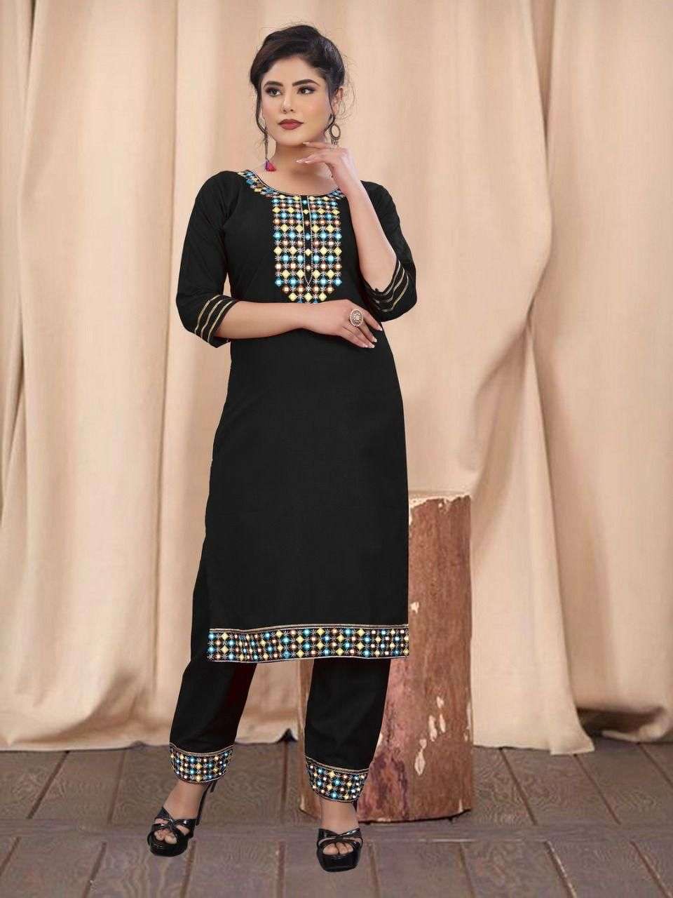 Mirror vol 1 Cotton with fancy Work Readumade kurti with bot...