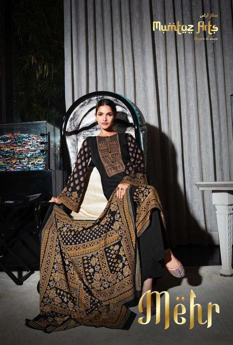 Mumtaz Arts Mehr Twill Pashmina silk with Embroidery work pa...