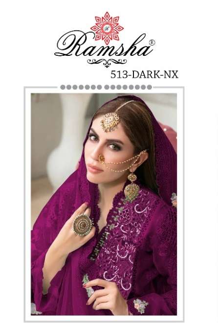 Ramsha Fashion R 513 NX Net with embroidery work pakistani s...