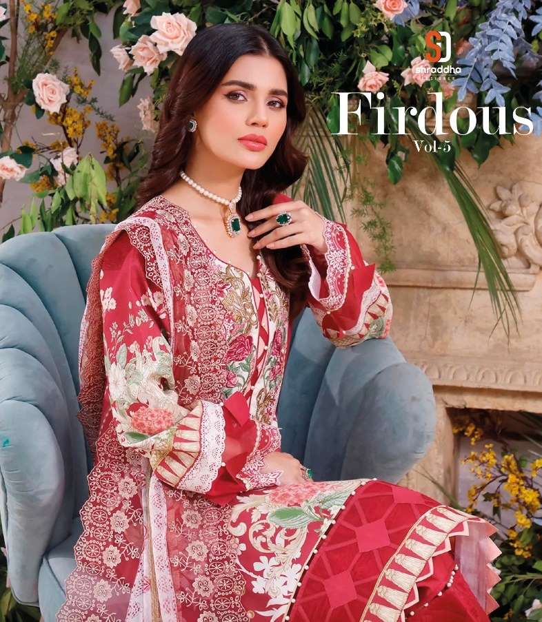 Shraddha Designer Firdous vol 5 Lawn Cotton With Embroidery ...