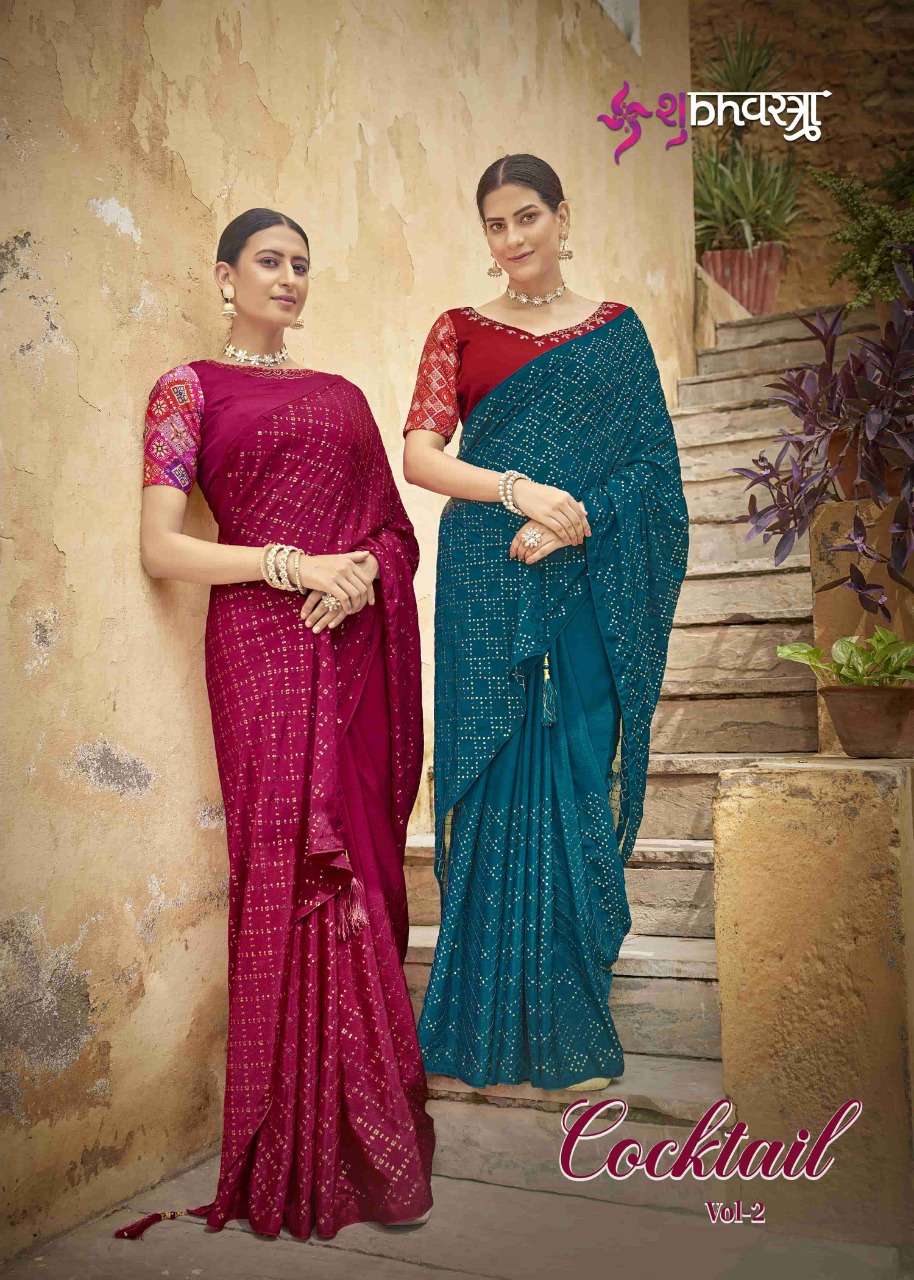 Shubhkala Cocktail vol 3 fancy Chinon with designer Saree co...