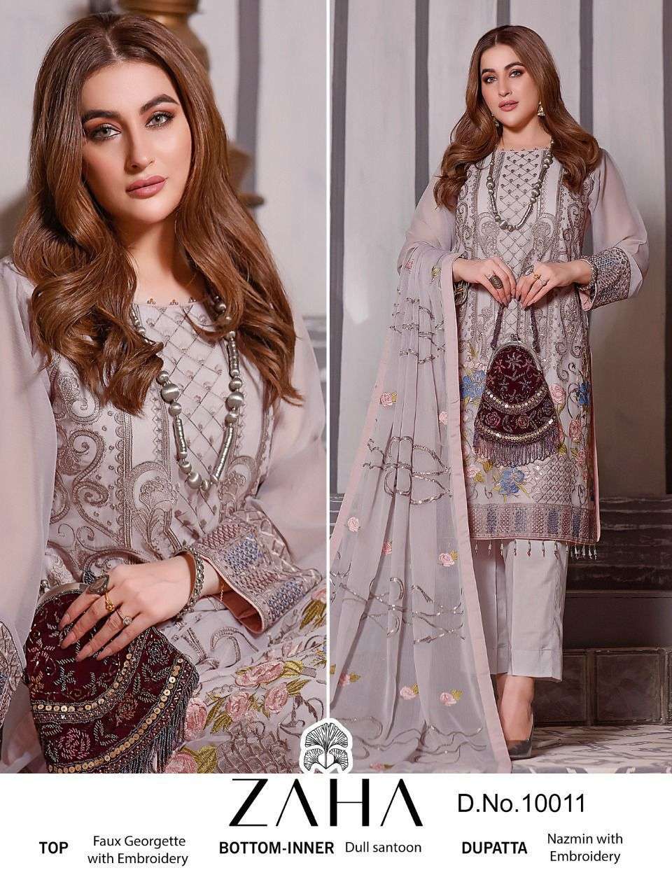 zaha 10011 Georgette with Embroidery work Pakistani suits co...