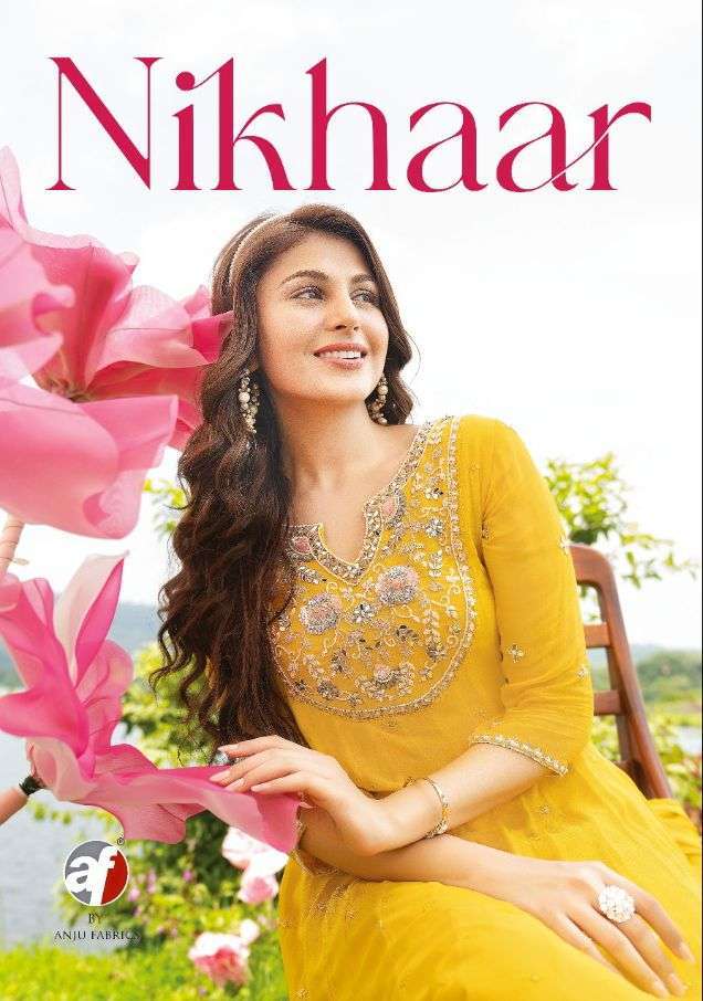 ANJU FABRICS NIKHAAR VISCOSE GEORGETTE ANARKALI SALWAR KAMEE...