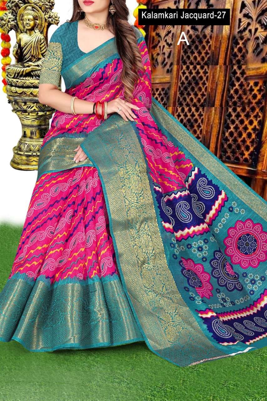 Cotton Silk Kalamkari Digital Printed Saree new silk saree c...