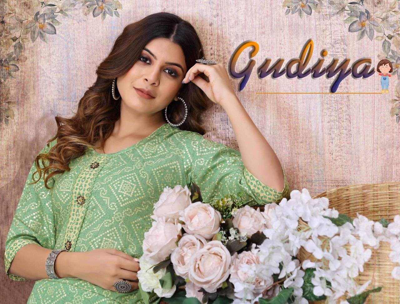 FT GUDIYA CASUAL WEAR PRINTED KURTI WITH BOTTOM AT WHOLESALE...