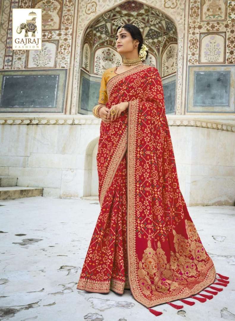 Buy New Bandhani Saree Gadhval Silk at Rs. 2799 online from Surati Fabric designer  sarees : SF-GA-5