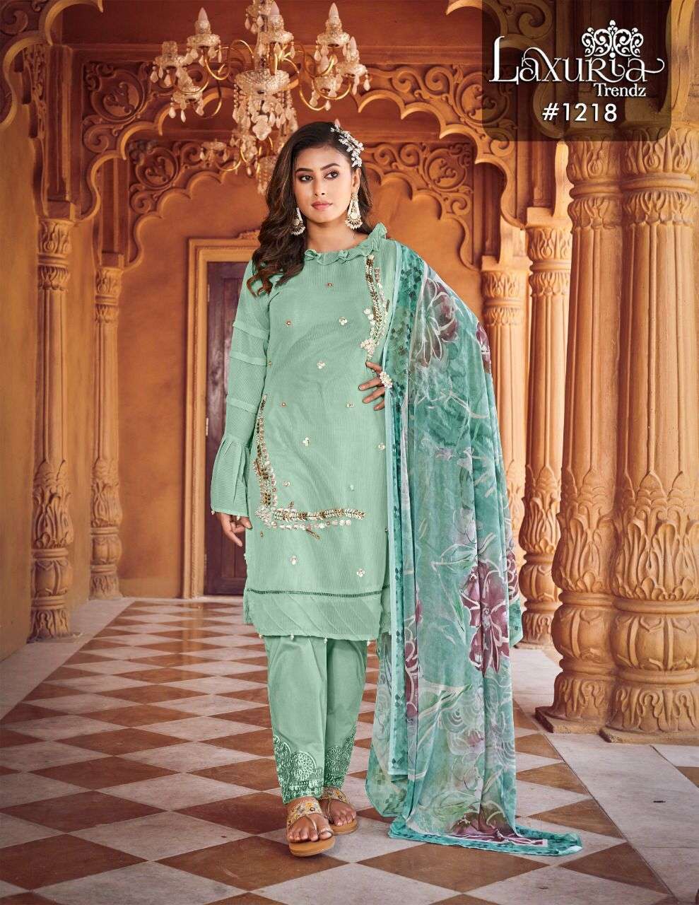 LAXURIA 1218 GEORGETTE PAKISTANI READYMADE SALWAR KAMEEZ AT ...