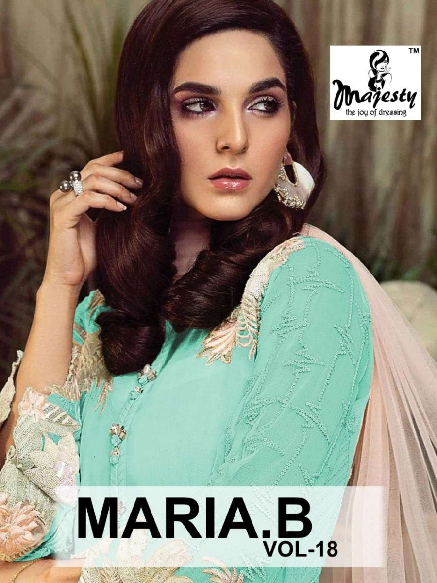 MAJESTY MARIA VOL 18 GEORGETTE PAKISTANI SUITS COLLECTION AT...