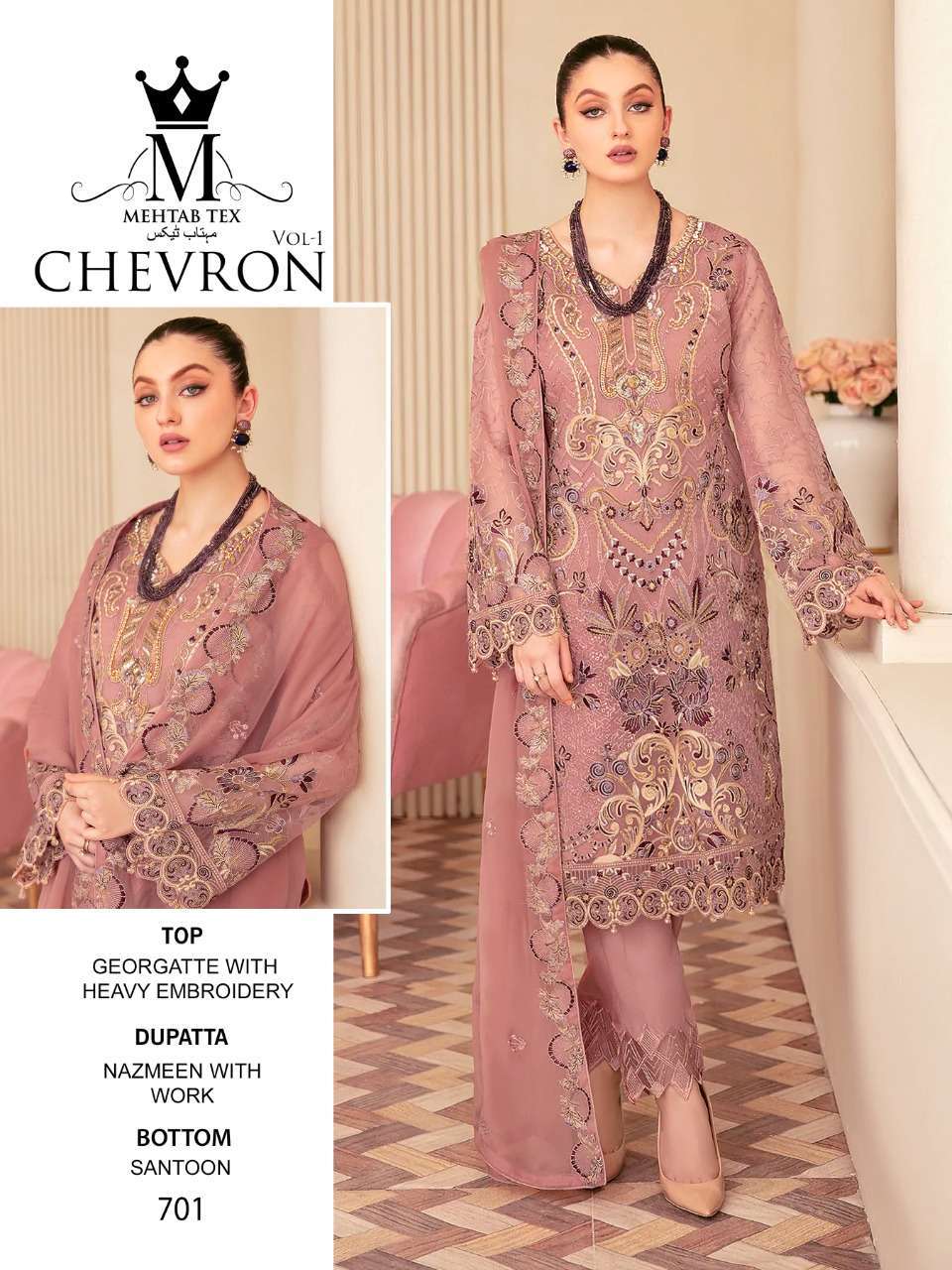 MEHTAB CHEVRON VOL 1 GEORGETTE SALWAR KAMEEZ AT WHOLESALE RA...