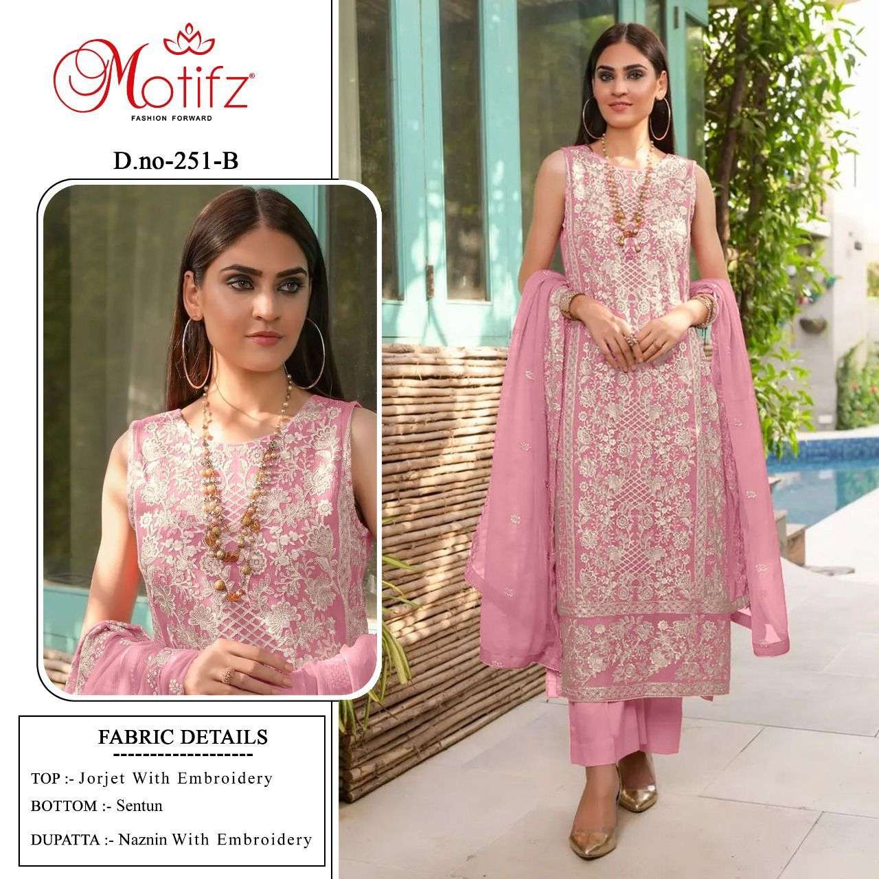 MOTIFZ D NO 251 GEORGETTE WITH EMBROIDERY SALWAR KAMEEZ AT W...