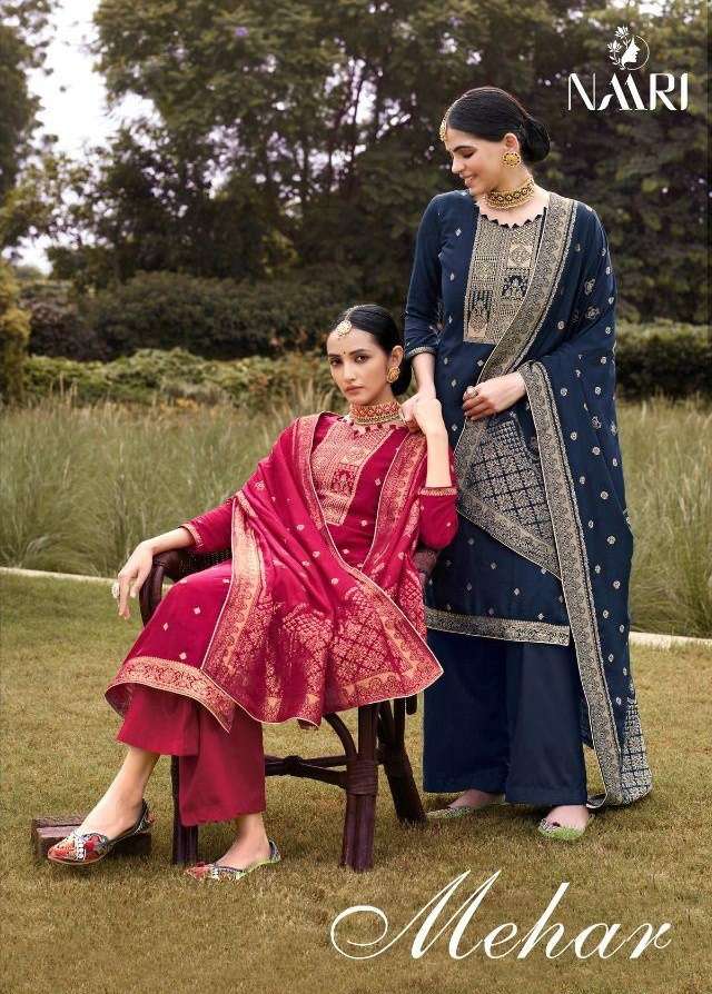 NAARI MEHAR PURE MUSLIN JACQUARD DESIGNER SALWAR KAMEEZ AT W...