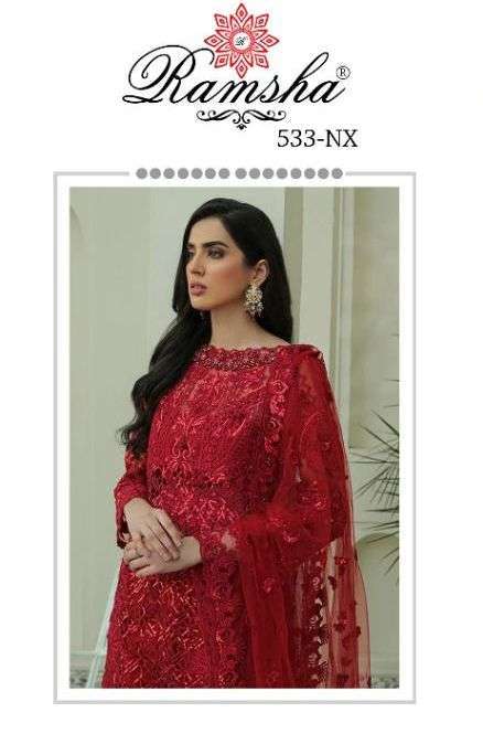 RAMSHA 533 NX NET WITH EMBROIDERY PAKISTANI BEAUTIFUL SALWAR...