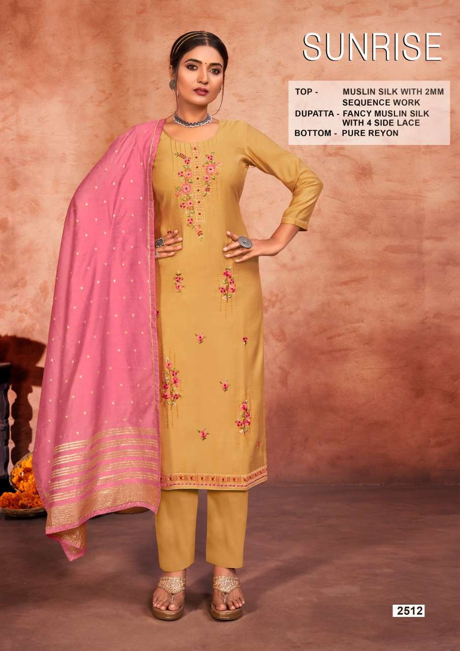 RANG SUNRISE 2511-2514 SERIES FANCY MUSLIN SILK SALWAR KAMEE...