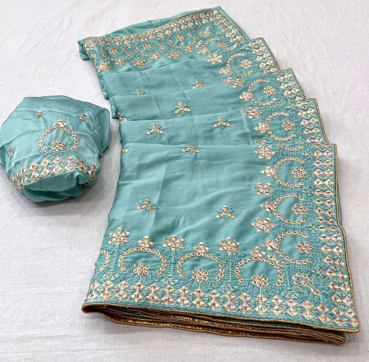 SUHANI SOFT SATTIN SAREE WITH EMBROIDERY WORK AT WHOLESALE P...