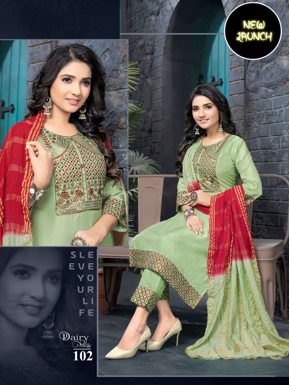 TRENDY DAIRY MILK VOL 2 SILK READYMADE SALWAR KAMEEZ AT WHOL...