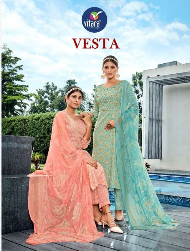 VITARA VESTA FANCY CAPSUL PRINT KURTI PANT WITH DUPATTA AT W...