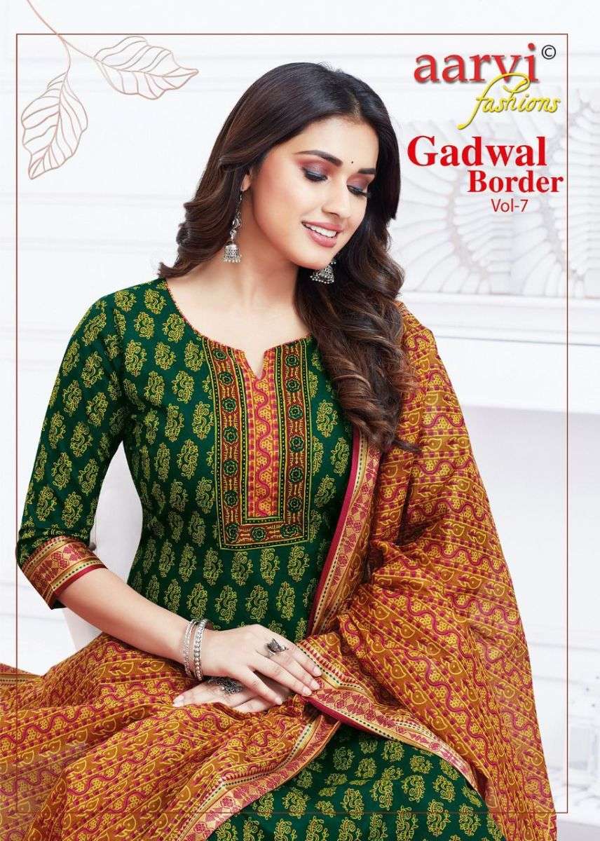 AARVI FASHION GADWAL BORDER VOL 7 COTTON REDYMADE SUITS AT W...