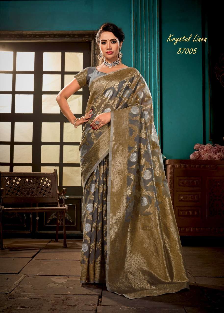 AZAHA KRYSTAL LINEN SOFT LINEN SILK SAREES COLLECTION AT WHO...