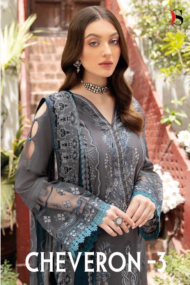 DEEPSY SUITS CHEVERON LAWN 3 COTTON SALWAR SUITS AT WHOLESAL...