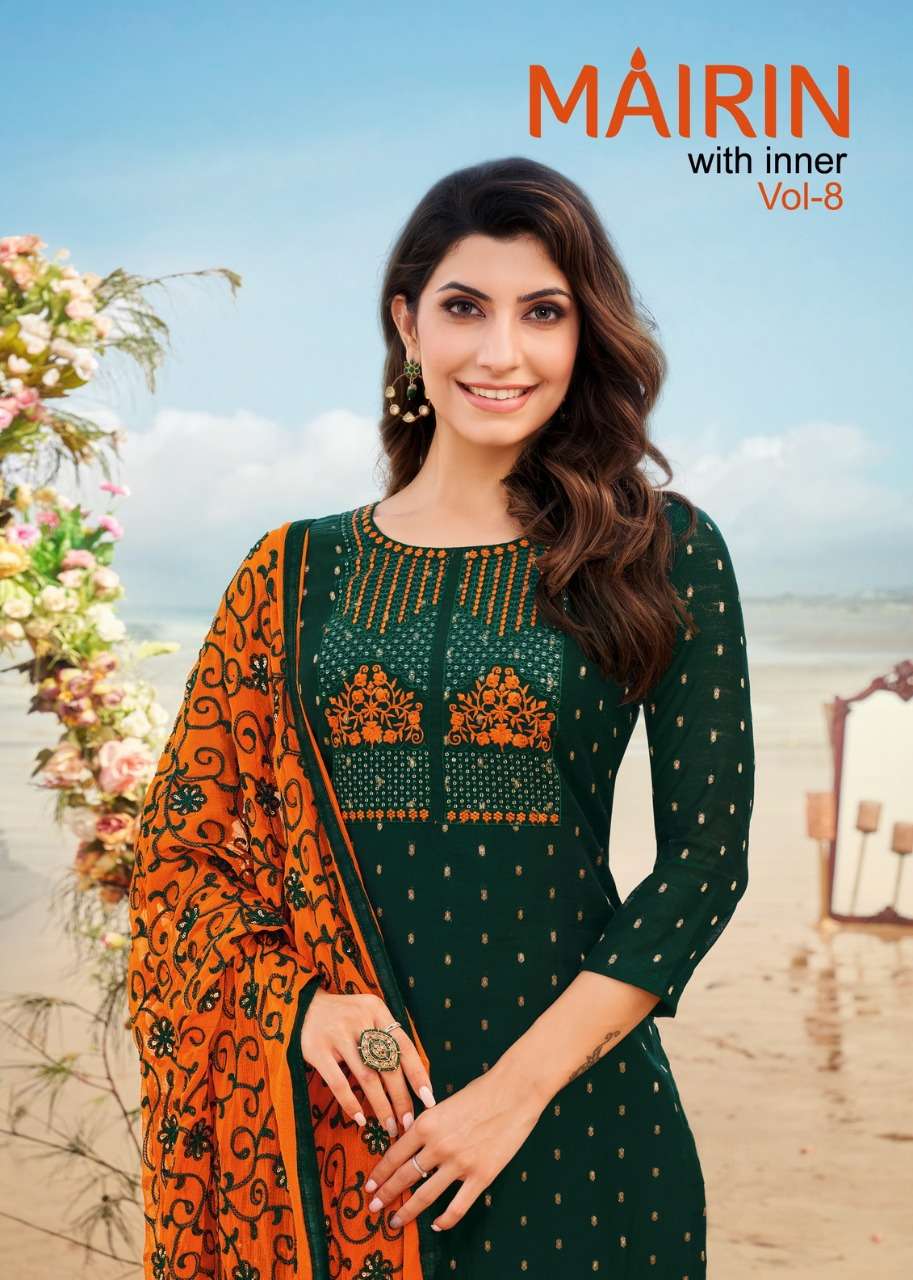 MAIRIN VOL 8 COTTON WITH FANCY WORK SUITS AT WHOLESALE PRICE