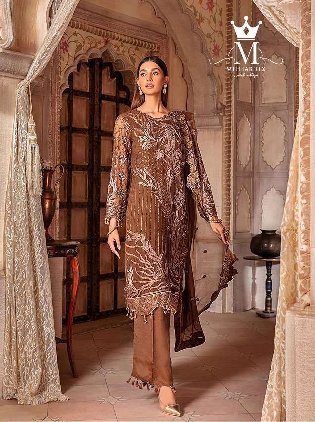 MEHTAB TEX FARMAISH GEORGETTE PAKISTANI SALWAR SUITS AT WHOL...