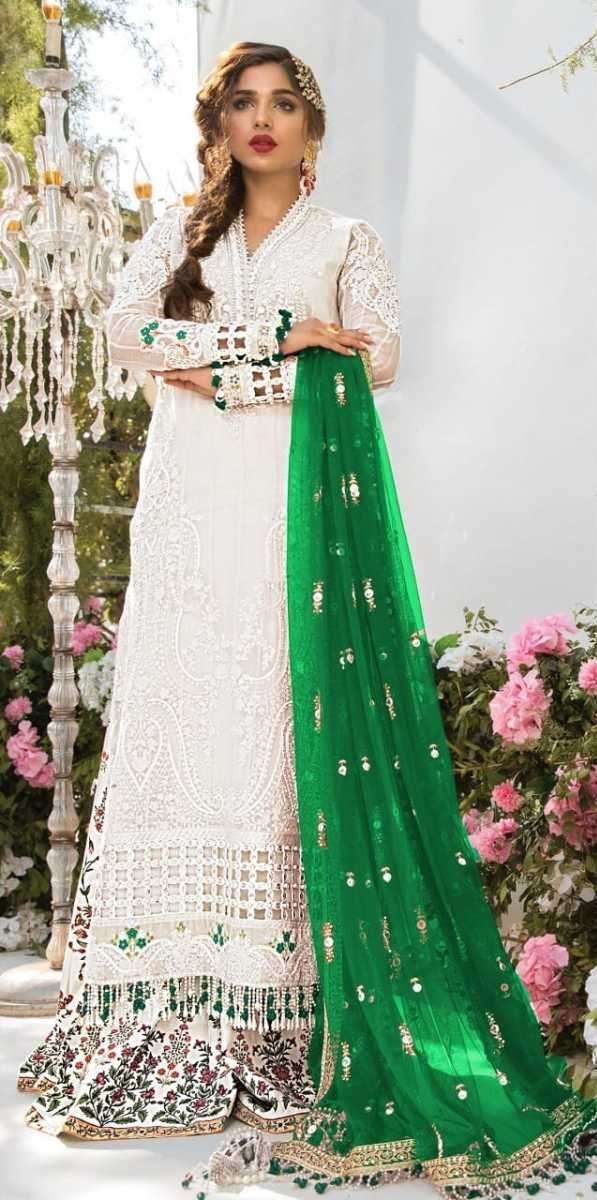 MUSHQ M 156 FAUX GEROGETTE PAKISTANI SALWAR SUITS AT WHOLESA...