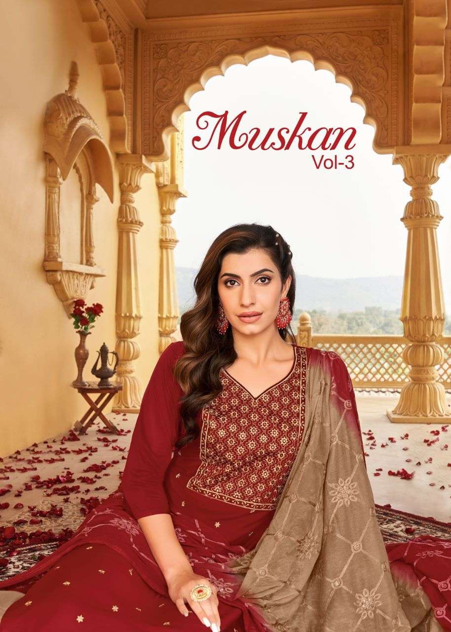 MUSKAN VOL 3 HEAVY COTTON SILK READYMADE SUITS AT WHOLESALE ...