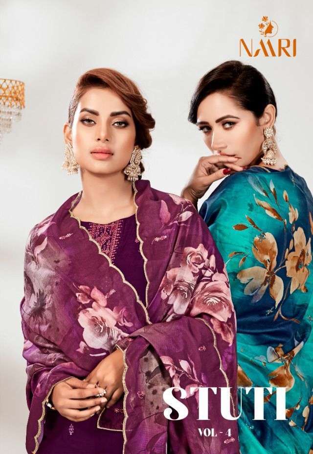 NAARI STUTI VOL 4 PURE SILK SALWAR SUITS COLLECTION AT WHOLE...