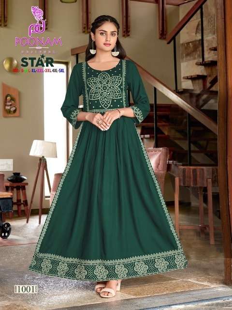 POONAM DESIGNER STAR RAYON HANDWORK NAYRA CUT GOWNS AT WHOLE...