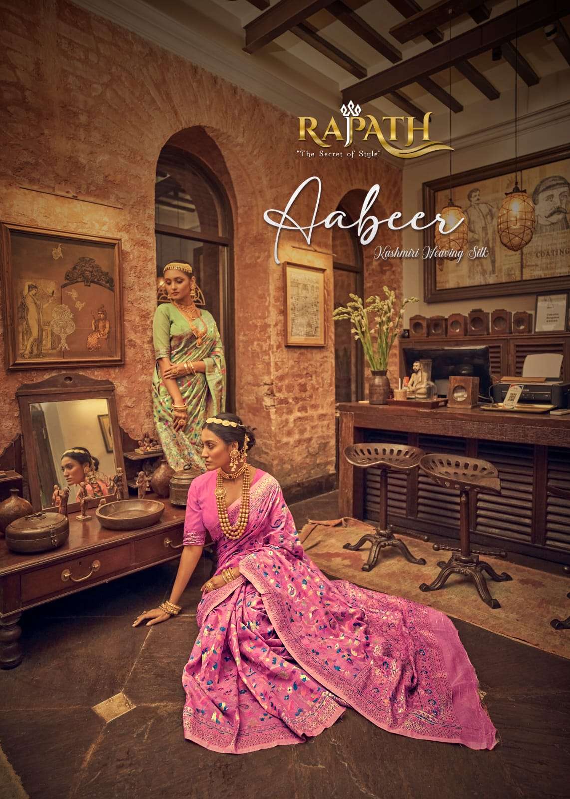 RAJPATH AABEER PURE KASHMIRI MODAL WEAVING SAREES AT WHOLESA...