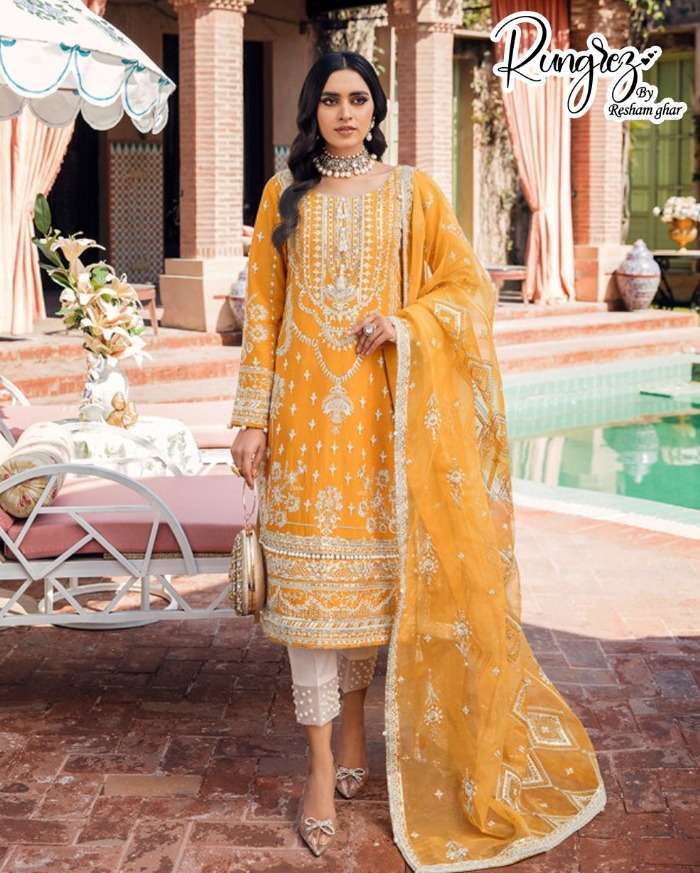 RESHAMGHAR RUNGREZ R-5 FAUX GEORGETTE SALWAR SUITS AT WHOLES...