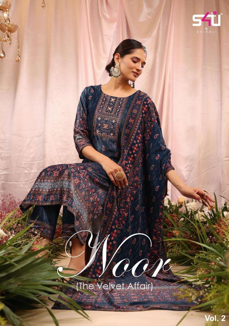 SHIVALI S4U NOOR VOL 2 PURE VELVET READYMADE SUITS AT WHOLES...