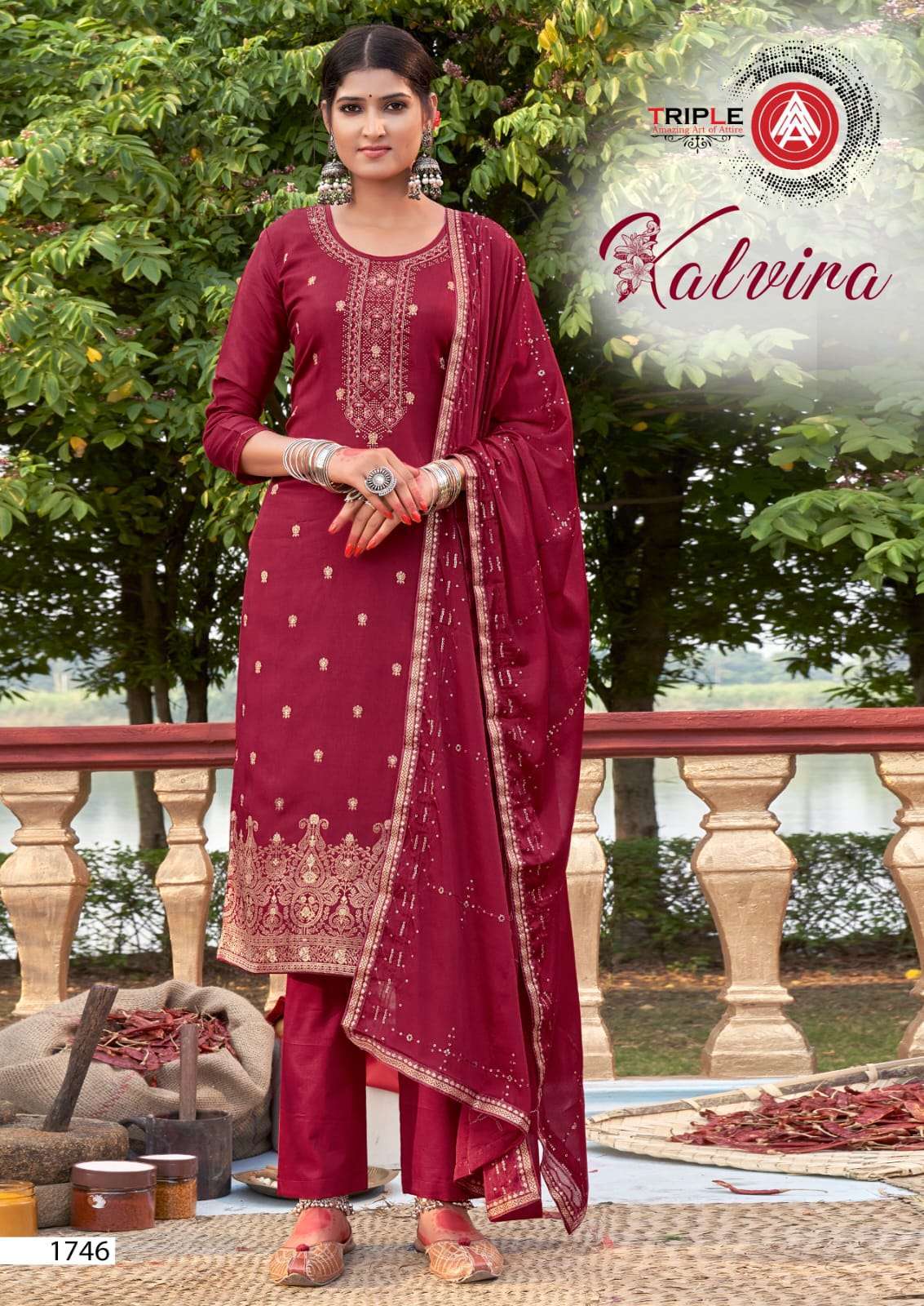 TRIPLE AAA KALVIRA DESIGNER DOLA JACQUARD SALWAR SUITS AT WH...