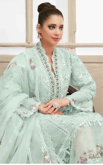 AL KHUSHBU ALK 3028 BUTTERFLY NET EMBROIDERY SALWAR SUITS AT...