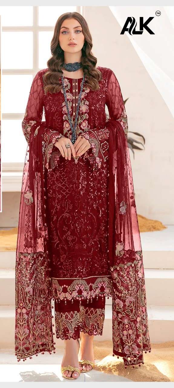 AL KHUSHBU ALK 3043 GEORGETTE EMBROIDERY PAKISTANI SUITS AT ...