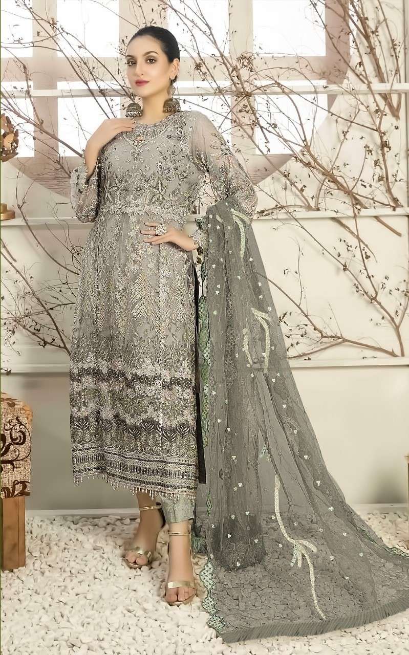 COSMOS AAYRA EXCLUSIVE 6 NET WITH HEAVY EMBROIDERY SALWAR SU...