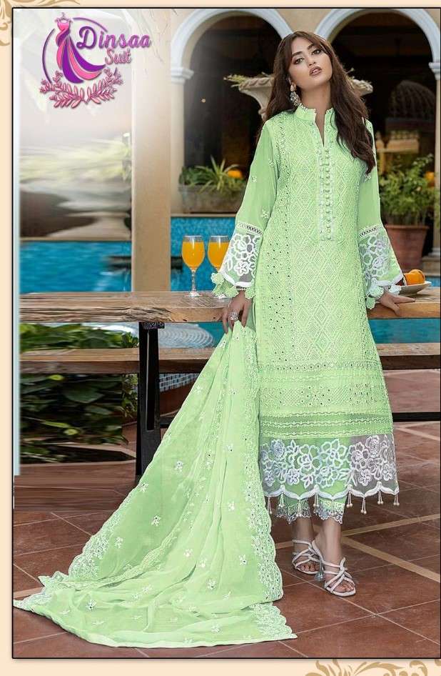 DINSAA SUITS 153 GEORGETTE EMBROIDERED SALWAR SUITS AT WHOLE...