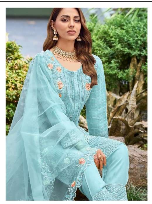 DINSAA SUITS 171 EXCLUSIVE HEAVY DAL ORGANZA EMBROIDERED SAL...